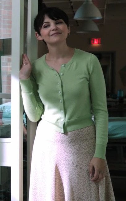 Mary's spotted dress and green cardigan on Once Upon A Time