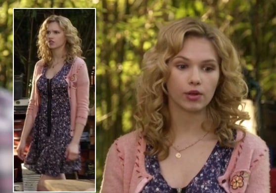 Magnolia's peach contrast stitch cardigan on Hart of Dixie