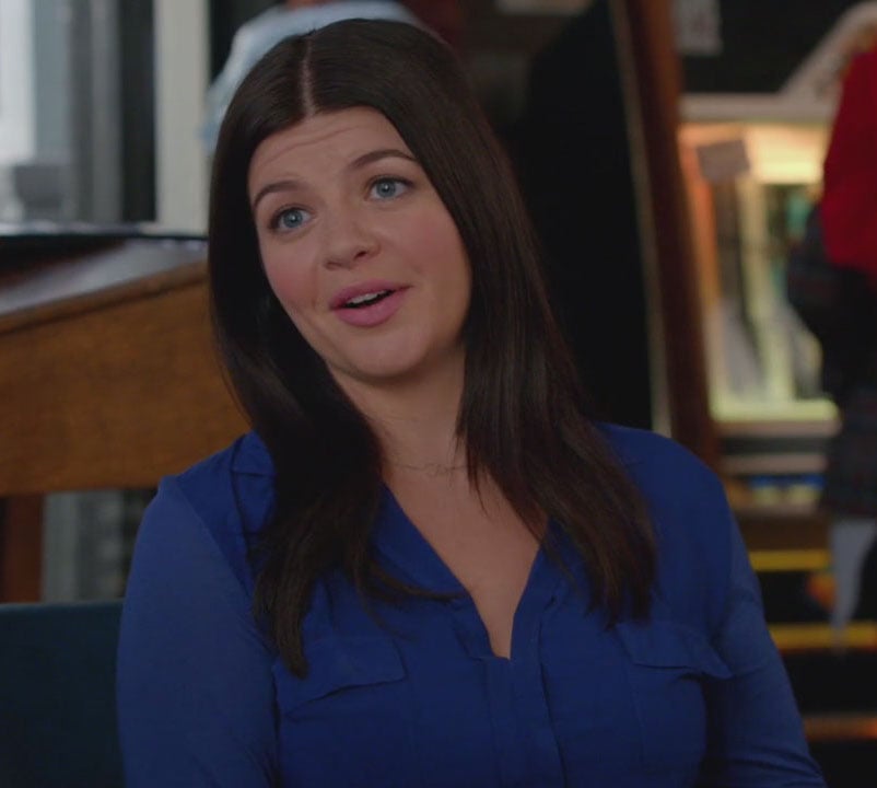 Penny's cobalt blue blouse on Happy Endings