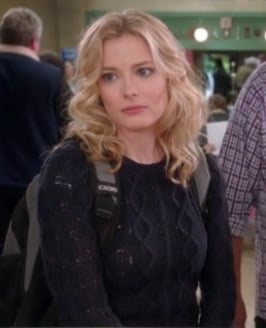 Britta's navy blue cable knit sweater on Community