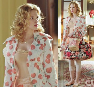 Magnolia's cherry print coat on Hart of Dixie