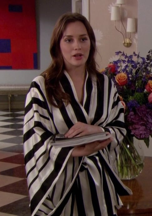 Blair's black and white striped robe on Gossip Girl