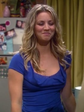 Penny's cobalt blue lace top on The Big Bang Theory