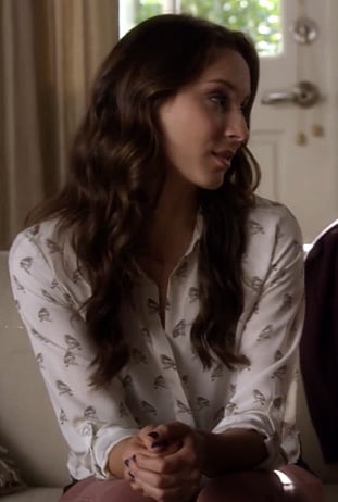 Spencer's bird print top on Pretty Little Liars