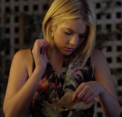 Hanna's black floral top on Pretty Little Liars