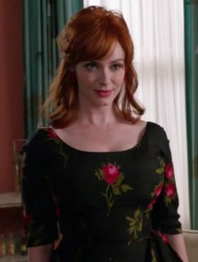 Joan's black rose dress on Mad Men