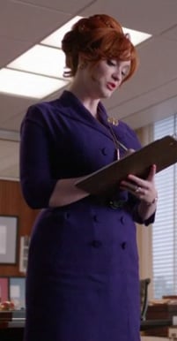 Joan's purple dress on Mad Men