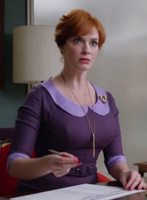 Joan's purple peter pan collar dress on Mad Men