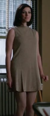 Megan's beige drop waist dress on Mad Men