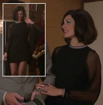 Megan Draper's black sheer sleeve dress on Mad Men