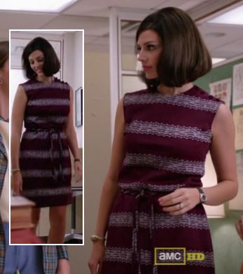Megan Draper's purple striped dress on Mad Men