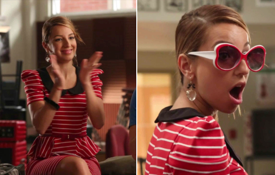 Sugar's red and white striped peplum dress with black peter pan collar