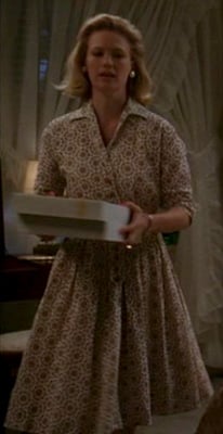 Betty Draper's patterned wrap dress on Mad Men