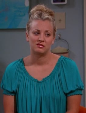 Penny's teal green top on The Big Bang Theory