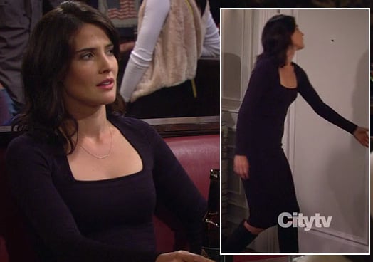 Robin's navy longsleeve dress on How I Met Your Mother