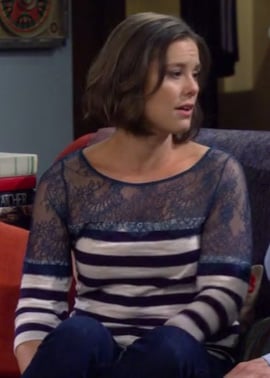Victoria's blue striped sweater with lace on How I Met Your Mother