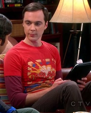 Sheldon's red 'kablaam' shirt on The Big Bang Theory