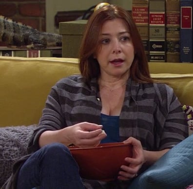 Lily's long grey striped cardigan on How I Met Your Mother