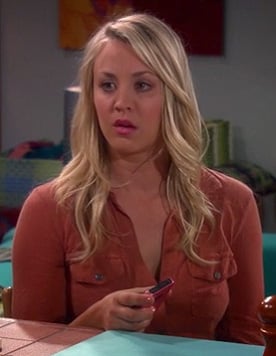 Penny's orange utility shirt on The Big Bang Theory