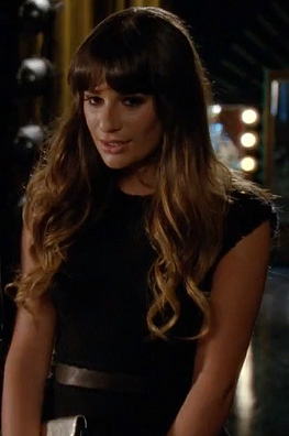 Rachel Berry's black tweed peplum top on Glee season 4