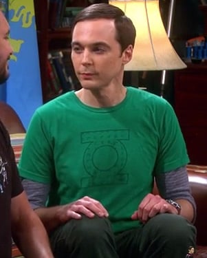 Sheldon's green lantern shirt on the Big Bang Theory