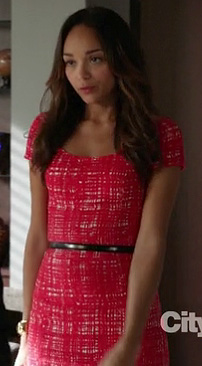 Ashley's red and white tweed dress on Revenge