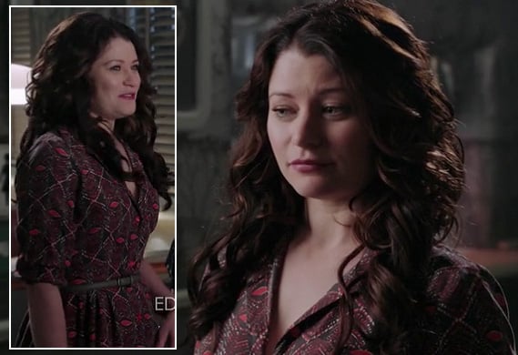 Belle's burgundy shirtdress on Once Upon A Time