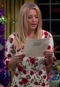 Penny's white rose top on The Big Bang Theory