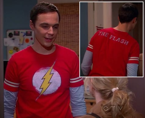 Sheldon's The Flash shirt on The Big Bang Theory