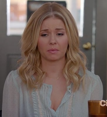 Alex's light blue pintuck blouse on Happy Endings