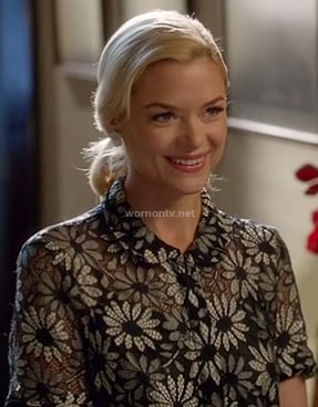 Lemon's black and silver daisy print blouse on Hart of Dixie