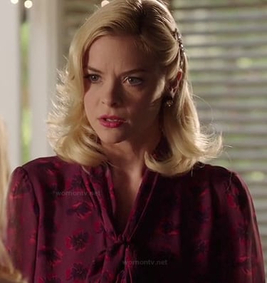 Lemon's purple longsleeve blouse with necktie on Hart of Dixie