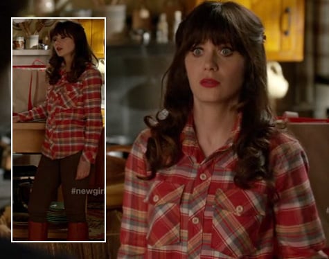Jess's orange check shirt on New Girl