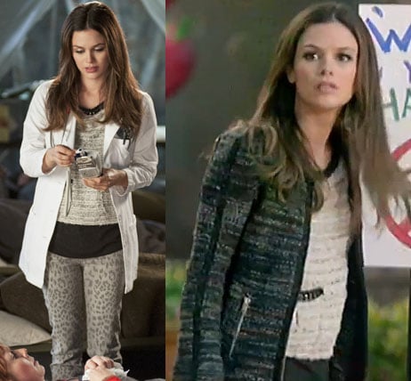 Zoe's dark tweed jacket and leopard jeans on Hart of Dixie