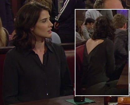 Robin's black shirt with back cutout on How I Met Your Mother