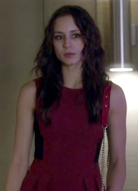 Spencer's red and black side panel dress on Pretty Little Liars