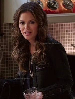 Zoe's black leather jacket with chain detail on Hart of Dixie
