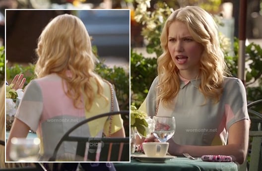 Magnolia's grey and pink color patch dress on Hart of Dixie