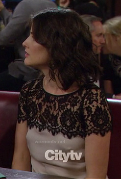 Robin's black lace yoke top on How I Met Your Mother