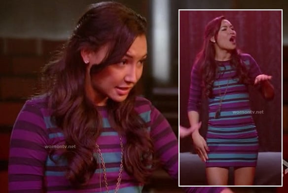 Santana's blue and purple striped dress on Glee