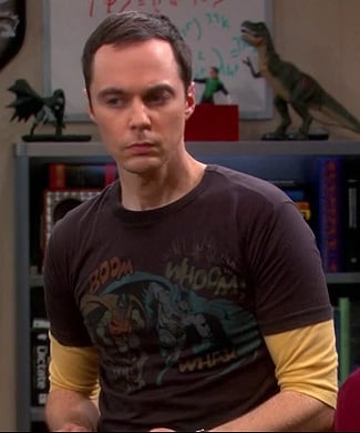 Sheldon's black Batman & Robin shirt on The Big Bang Theory