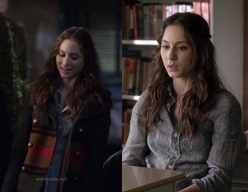 Spencer's grey striped coat on Pretty Little Liars