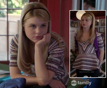Ginny's striped peplum top on Bunheads