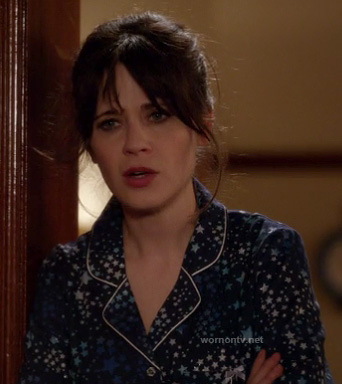 Jess's blue star PJs on New Girl