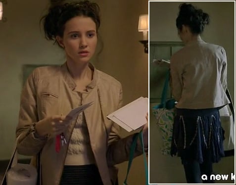 Sasha's cream leather jacket on Bunheads