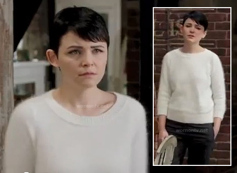 Mary's white fluffy sweater on Once Upon a Time