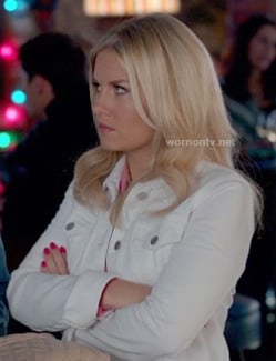 Alex's white denim jacket on Happy Endings