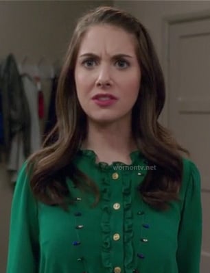 Annie's green shirtdress with ruffles on Community