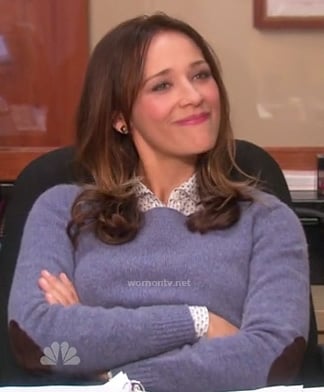 Ann's blue sweater with elbow patches on Parks & Recreation