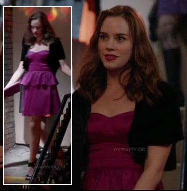 Charlotte's pink peplum dress and black bolero on Revenge